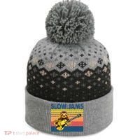 Slow Jams GUITAR Funny Sloth Play Guitar The Baniff Cuffed Pom Beanie thumb 0