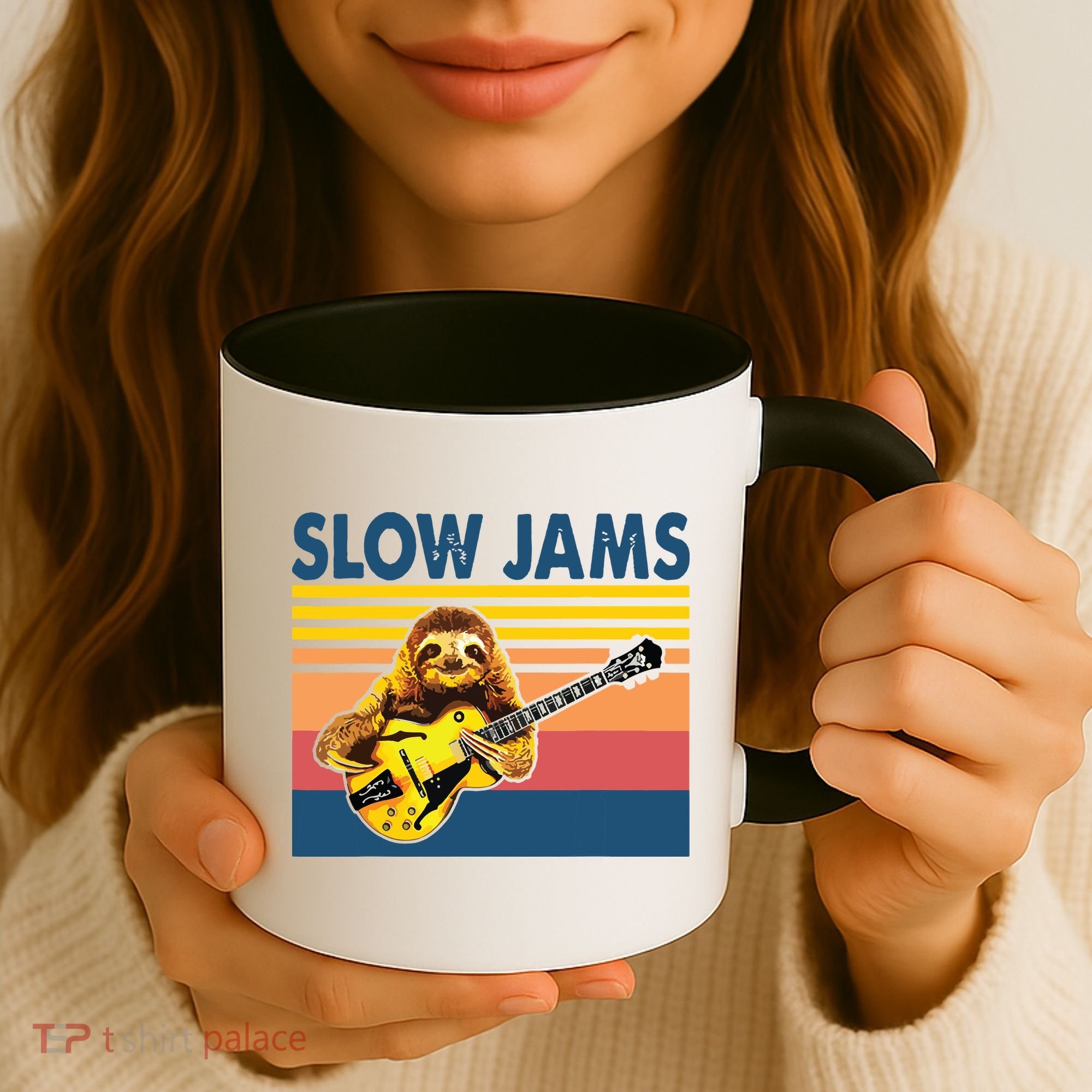 Slow Jams GUITAR Funny Sloth Play Guitar Coffee Mug