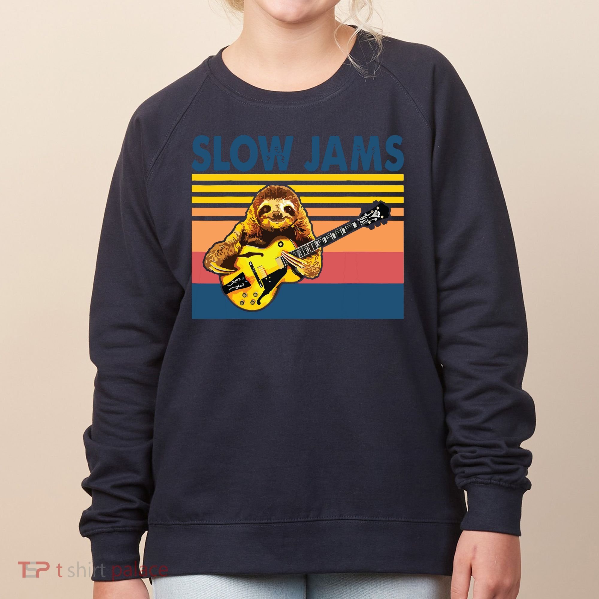 Slow Jams GUITAR Funny Sloth Play Guitar Women's Sweatshirt