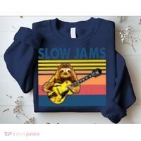 Slow Jams GUITAR Funny Sloth Play Guitar Sweatshirt thumb 2