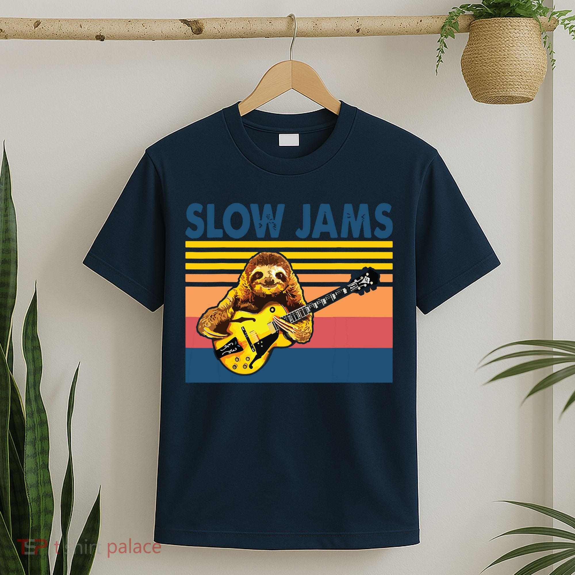 Slow Jams GUITAR Funny Sloth Play Guitar T-Shirt