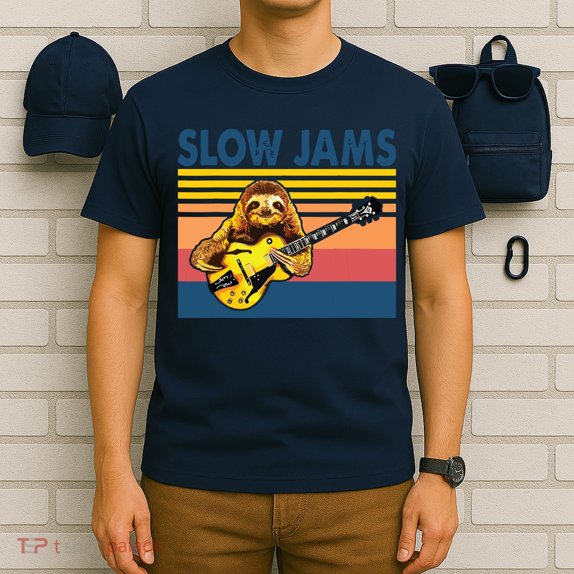 Slow Jams GUITAR Funny Sloth Play Guitar T-Shirt
