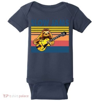 Slow Jams GUITAR Funny Sloth Play Guitar Baby Bodysuit