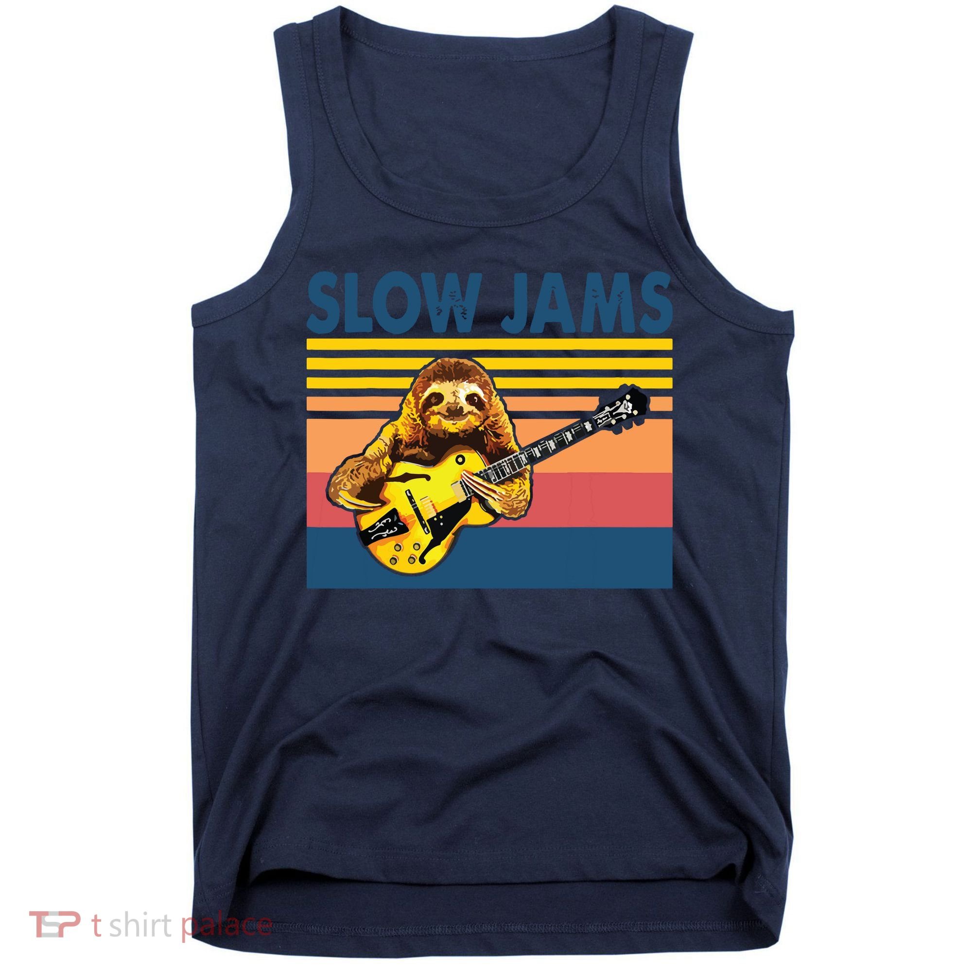 Slow Jams GUITAR Funny Sloth Play Guitar Tank Top