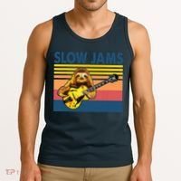 Slow Jams GUITAR Funny Sloth Play Guitar Tank Top thumb 3