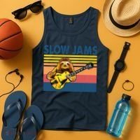 Slow Jams GUITAR Funny Sloth Play Guitar Tank Top thumb 4