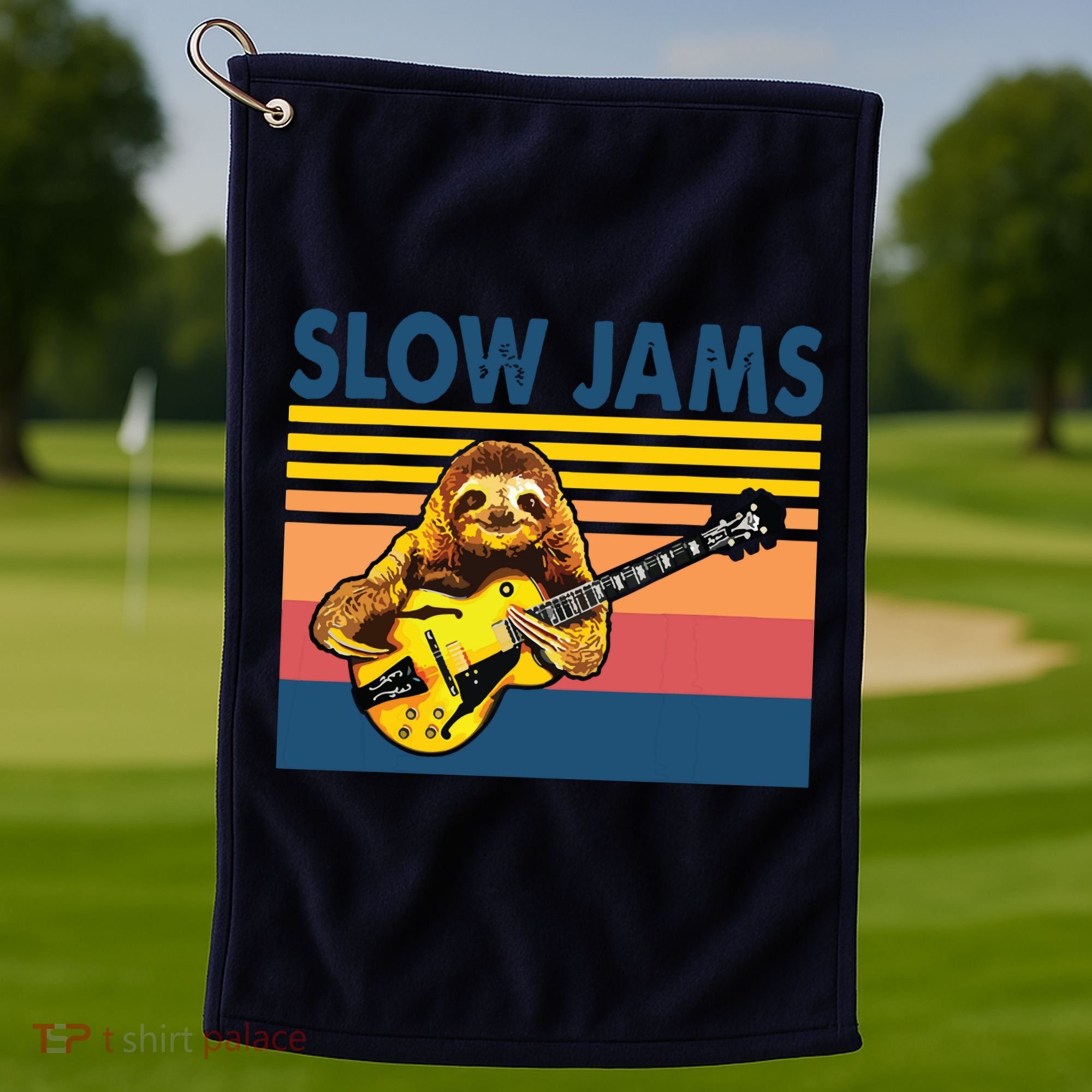 Slow Jams GUITAR Funny Sloth Play Guitar Golf Towel