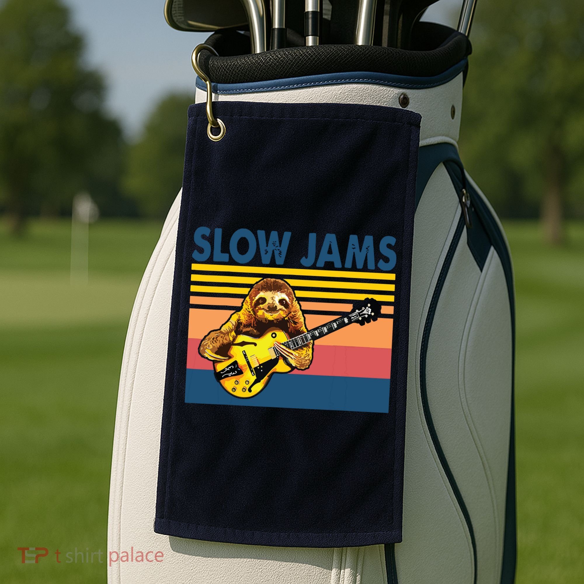 Slow Jams GUITAR Funny Sloth Play Guitar Golf Towel