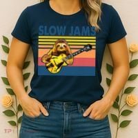 Slow Jams GUITAR Funny Sloth Play Guitar Women's T-Shirt thumb 2