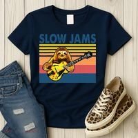 Slow Jams GUITAR Funny Sloth Play Guitar Women's T-Shirt thumb 3