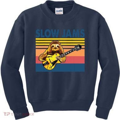 Slow Jams GUITAR Funny Sloth Play Guitar Kids Sweatshirt