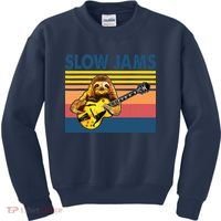 Slow Jams GUITAR Funny Sloth Play Guitar Kids Sweatshirt thumb 0