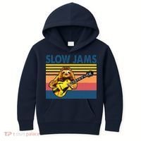 Slow Jams GUITAR Funny Sloth Play Guitar Kids Hoodie thumb 0