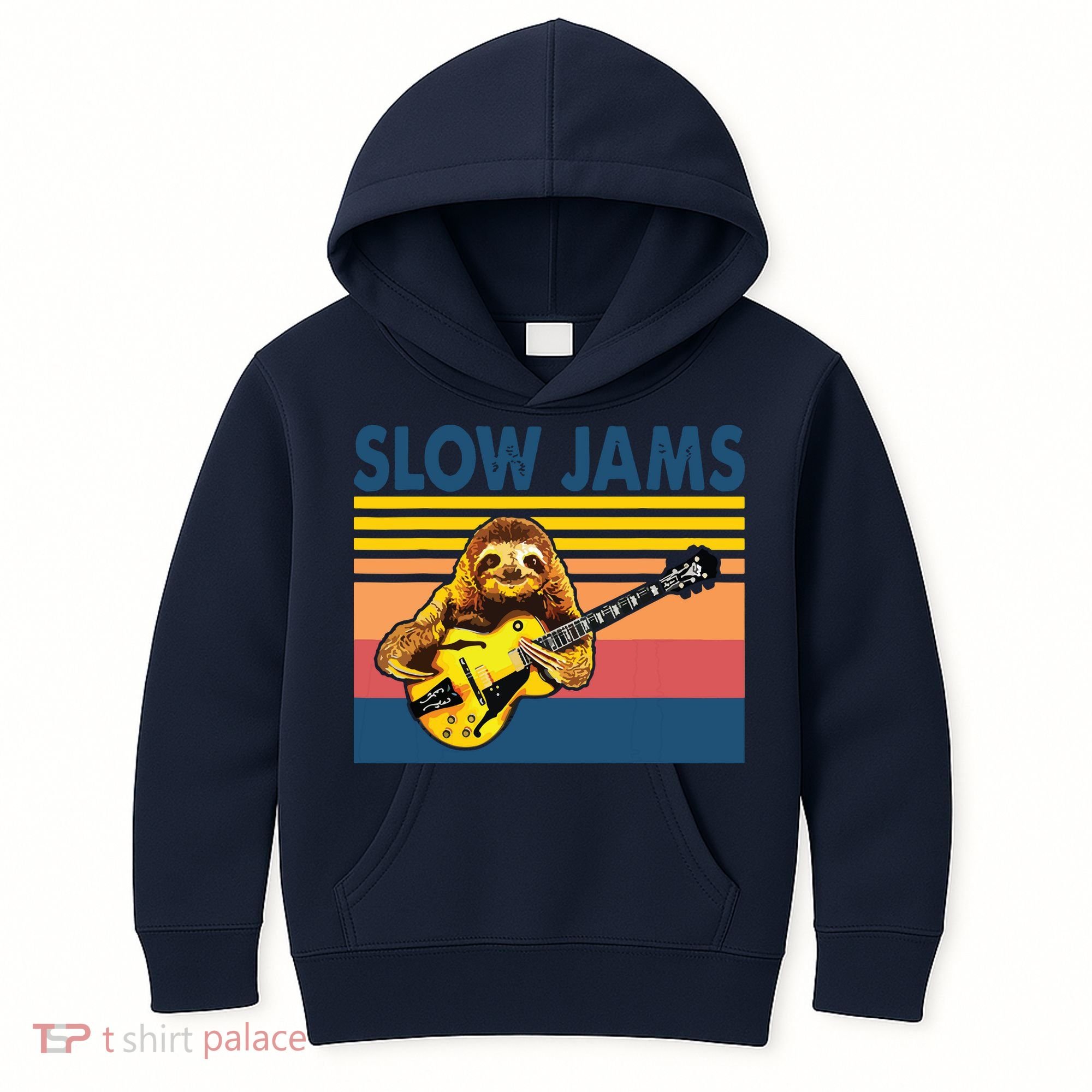 Slow Jams GUITAR Funny Sloth Play Guitar Kids Hoodie