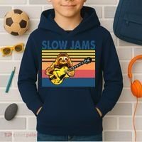 Slow Jams GUITAR Funny Sloth Play Guitar Kids Hoodie thumb 2