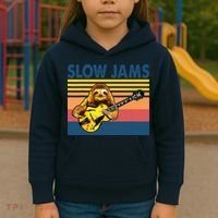 Slow Jams GUITAR Funny Sloth Play Guitar Kids Hoodie thumb 3