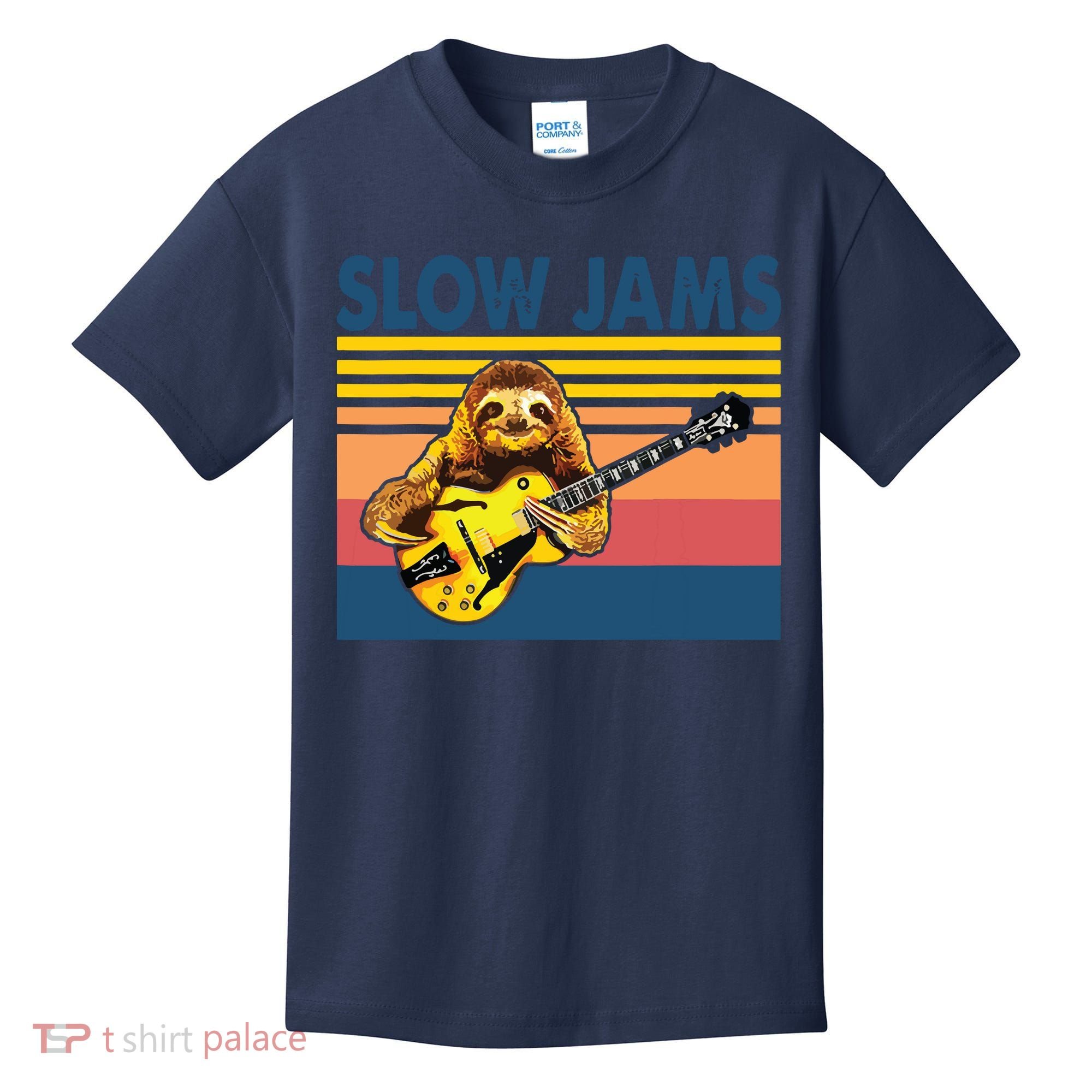 Slow Jams GUITAR Funny Sloth Play Guitar Kids T-Shirt