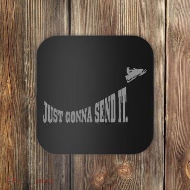 Snowmobile Just Gonna Send It Funny Sled Snowmobiling Gift Coaster