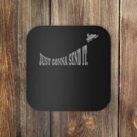 Snowmobile Just Gonna Send It Funny Sled Snowmobiling Gift Coaster thumb 0