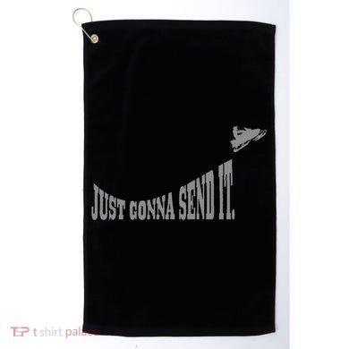 Snowmobile Just Gonna Send It Funny Sled Snowmobiling Gift Golf Towel