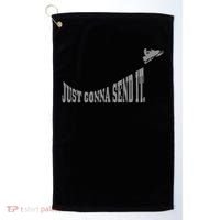 Snowmobile Just Gonna Send It Funny Sled Snowmobiling Gift Golf Towel thumb 0