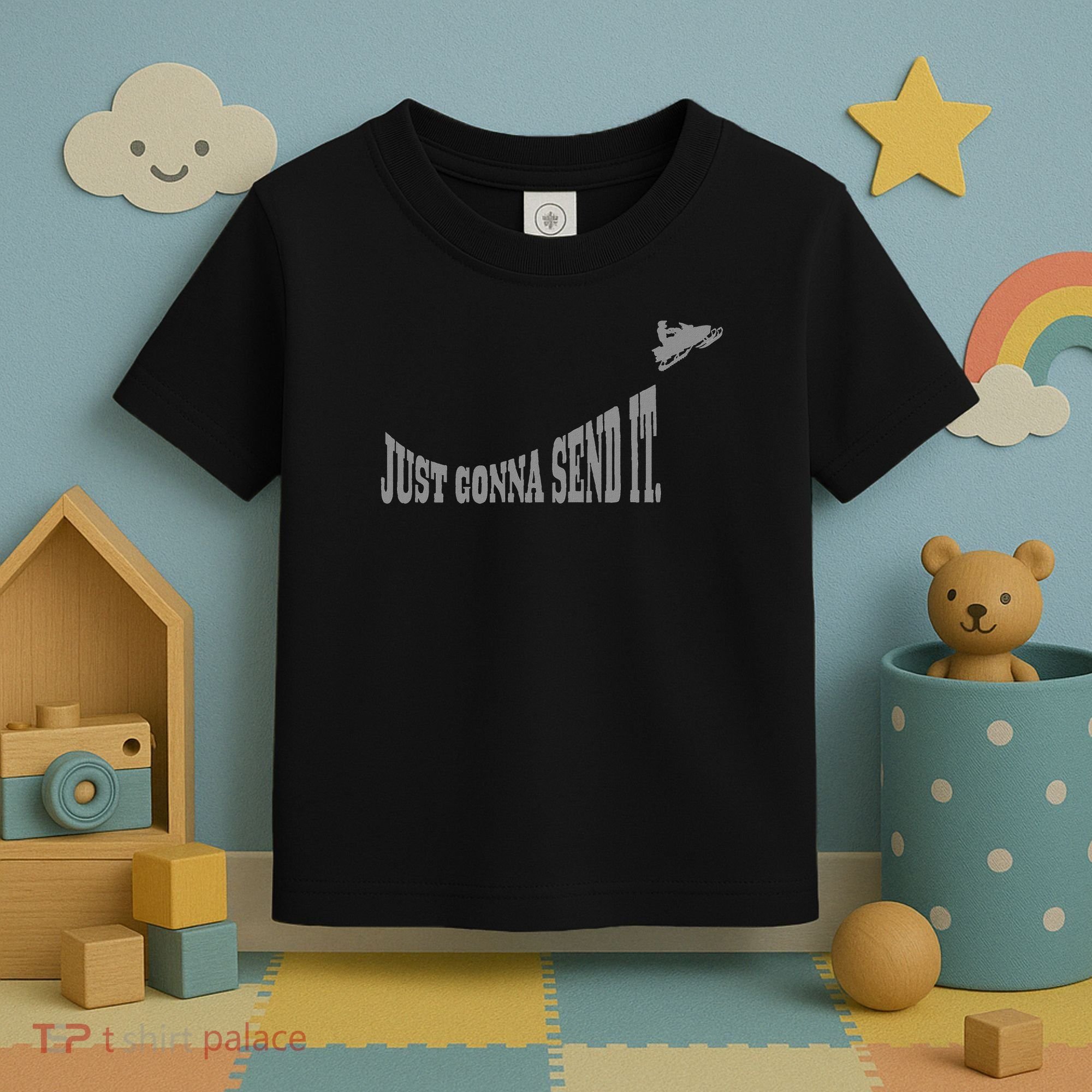 Snowmobile Just Gonna Send It Funny Sled Snowmobiling Gift Toddler T-Shirt