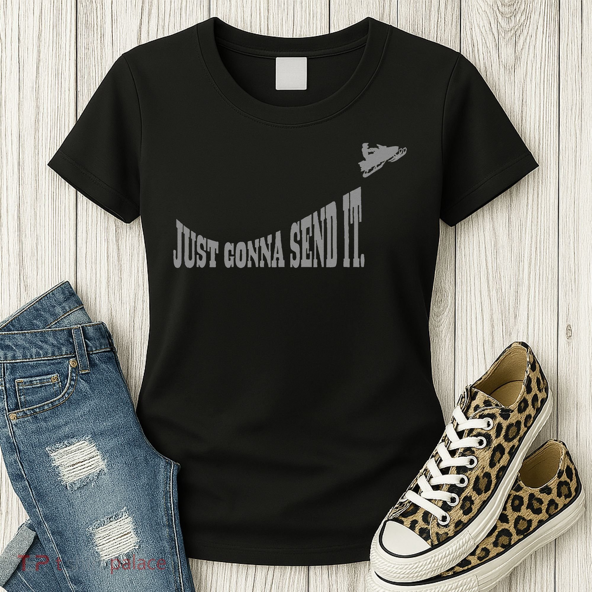 Snowmobile Just Gonna Send It Funny Sled Snowmobiling Gift Women's T-Shirt