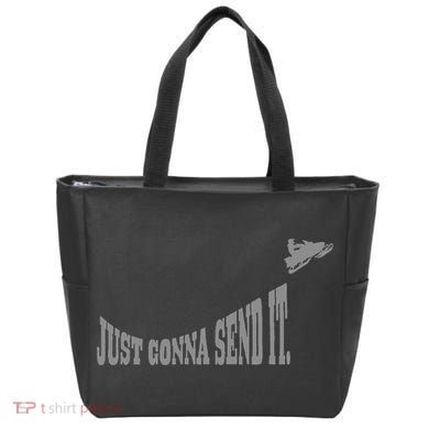 Snowmobile Just Gonna Send It Funny Sled Snowmobiling Gift Tote Bag