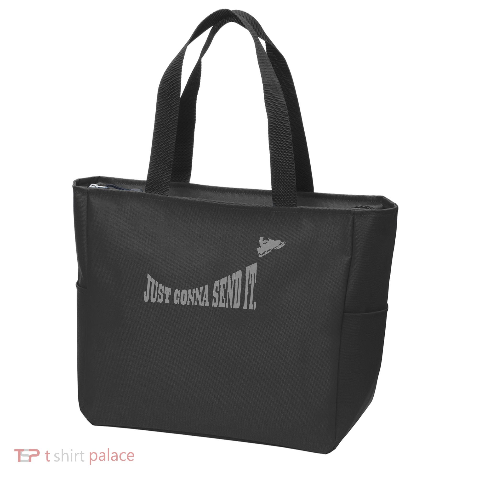 Snowmobile Just Gonna Send It Funny Sled Snowmobiling Gift Tote Bag