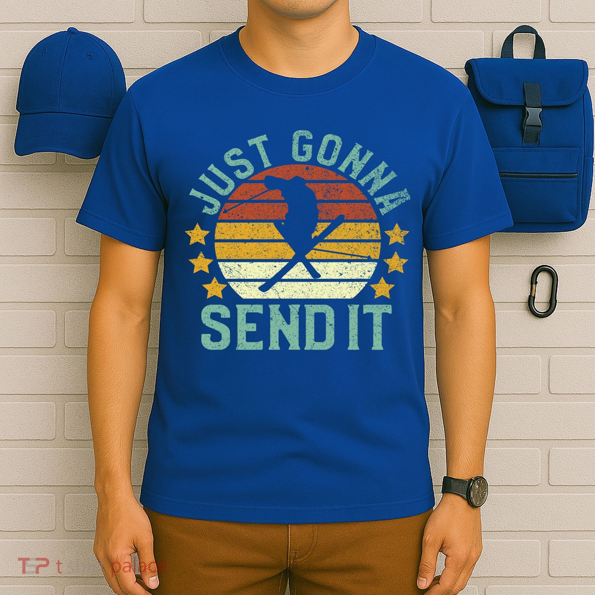 Skiing Just Gonna Send It Funny Vintage Ski Gift For Skier Gift T-Shirt
