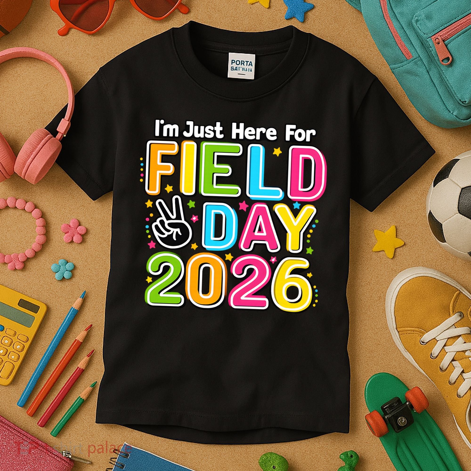 School Just Here For Field Day Teacher Student 2026 Kids T-Shirt