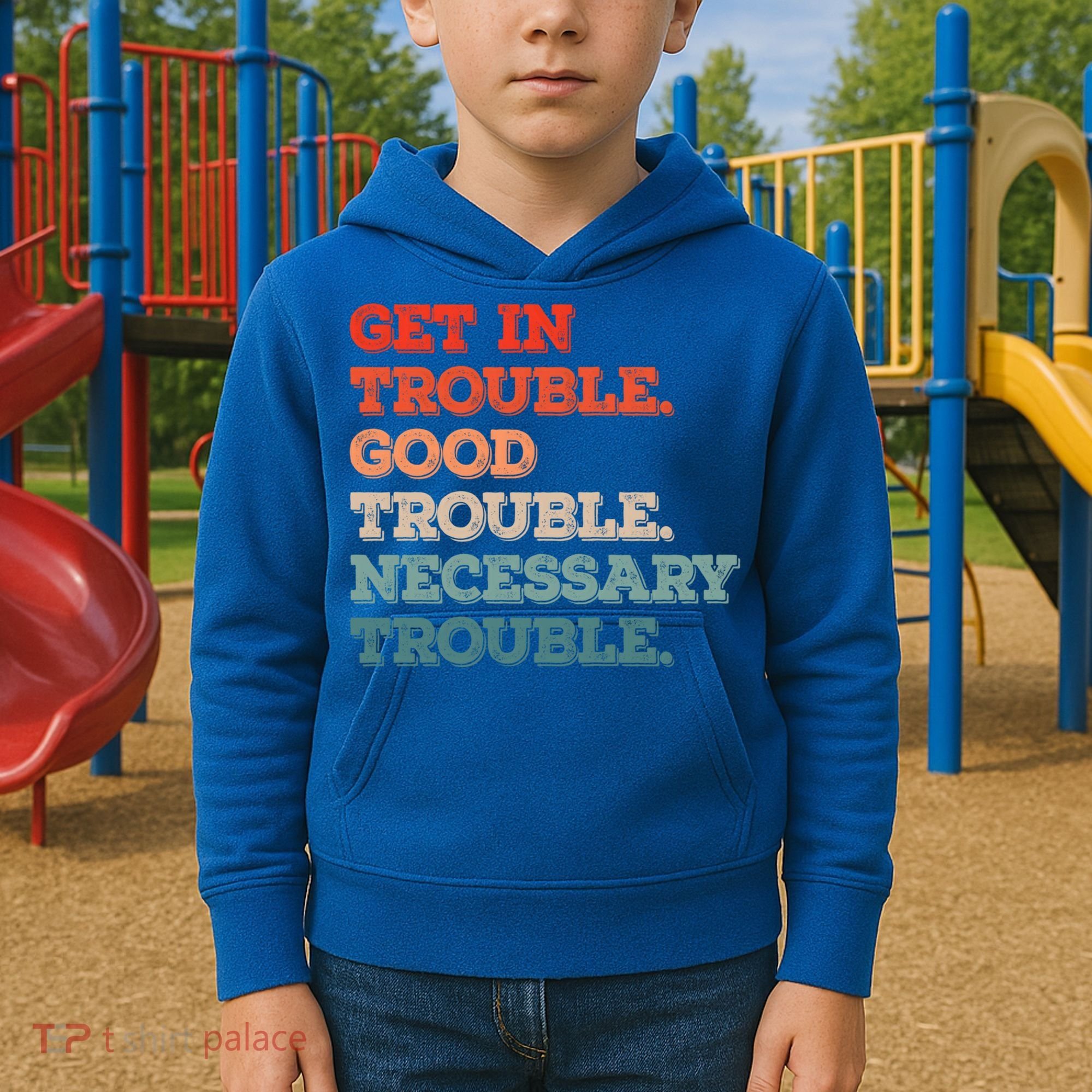 Social John Lewis Get In Good Necessary Trouble Gift Kids Hoodie