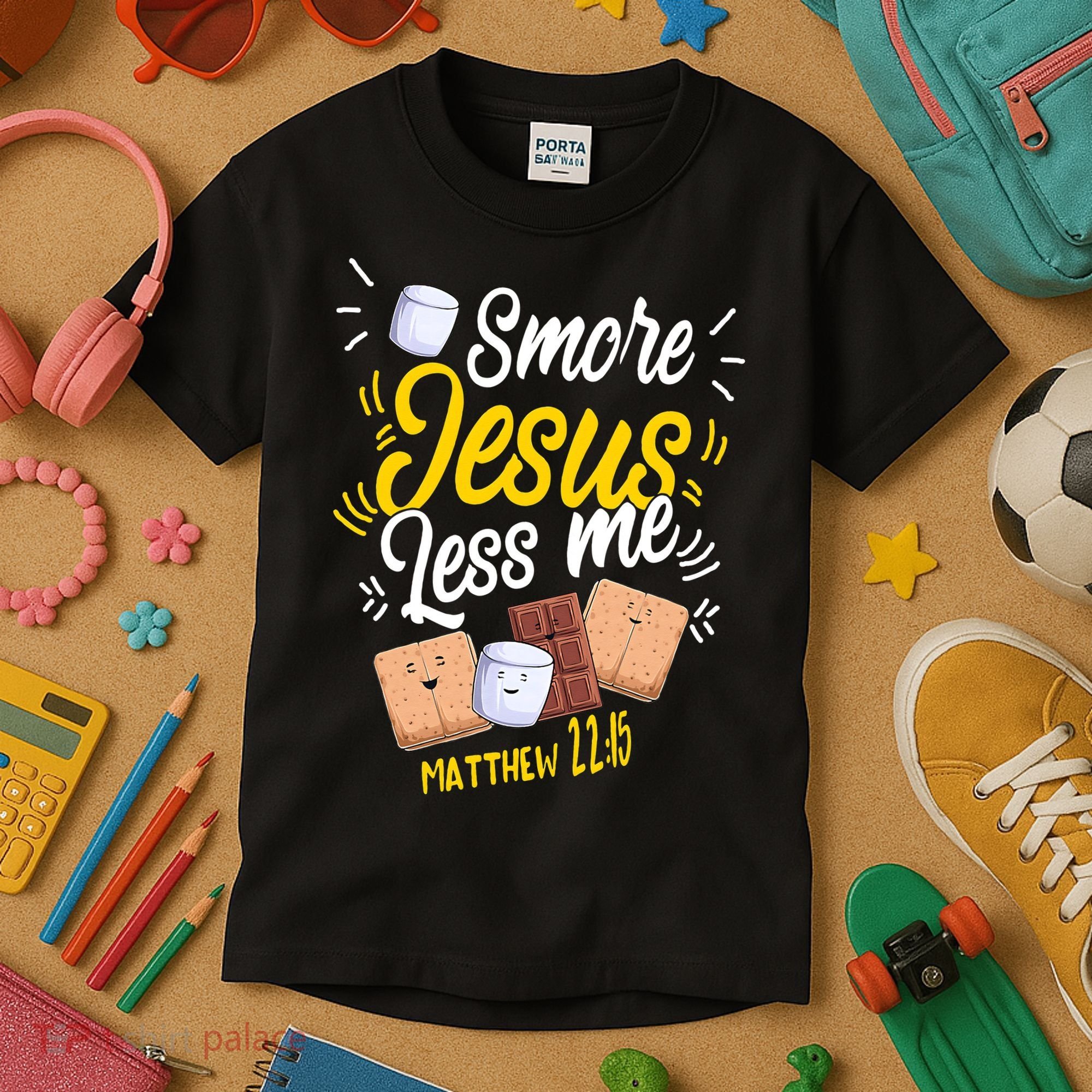 Smore Jesus less me Tent Wilderness Glamping Campfire Nature Kids T-Shirt