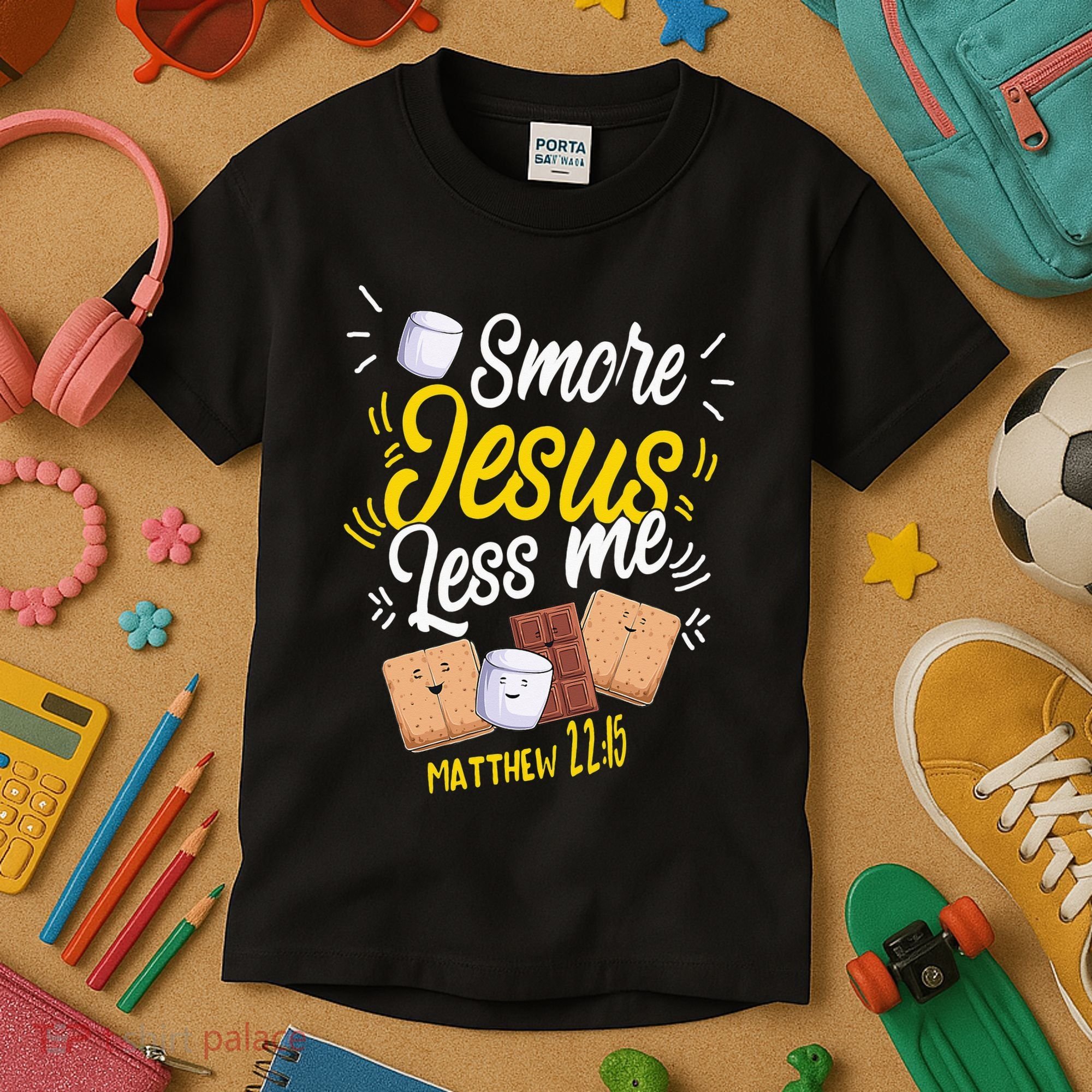 Smore Jesus less me Tent Wilderness Glamping Nature Kids T-Shirt