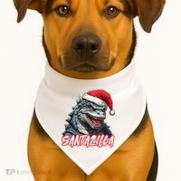 Santazilla Japanese Monster Kaiju Christmas USA-Made Doggie Bandana thumb 1