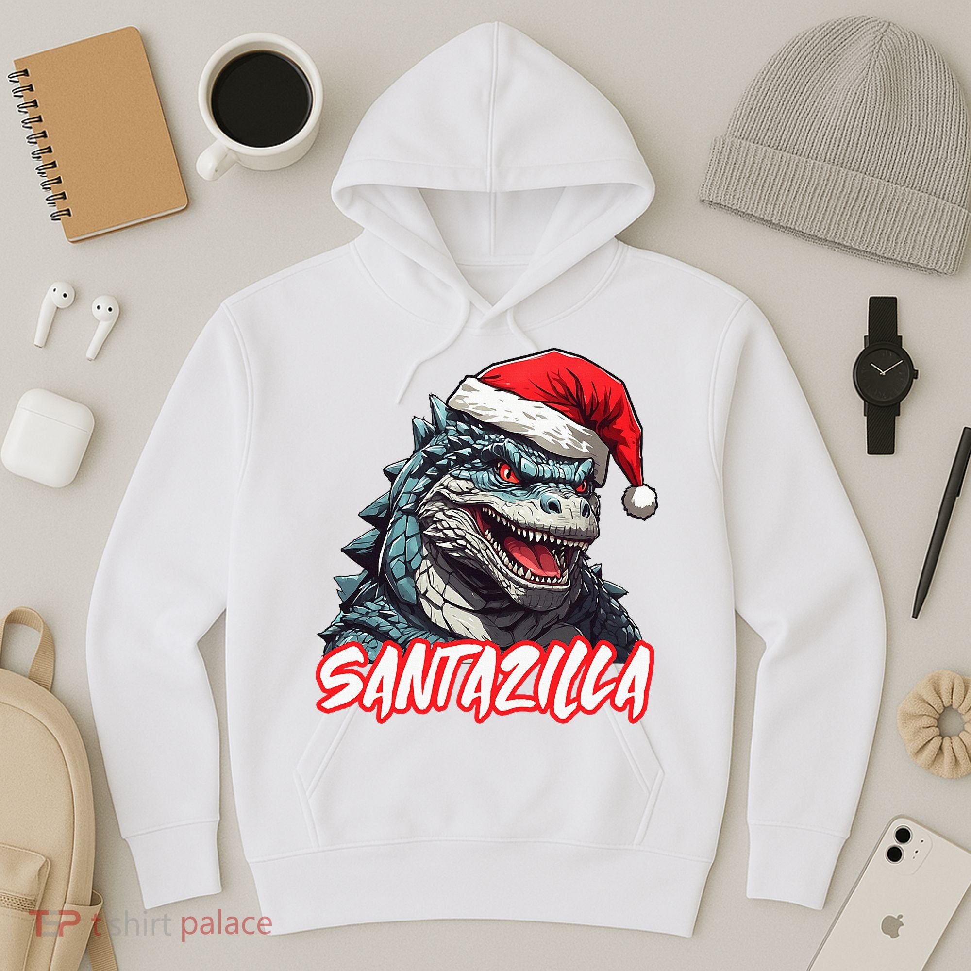 Santazilla Japanese Monster Kaiju Christmas Hoodie