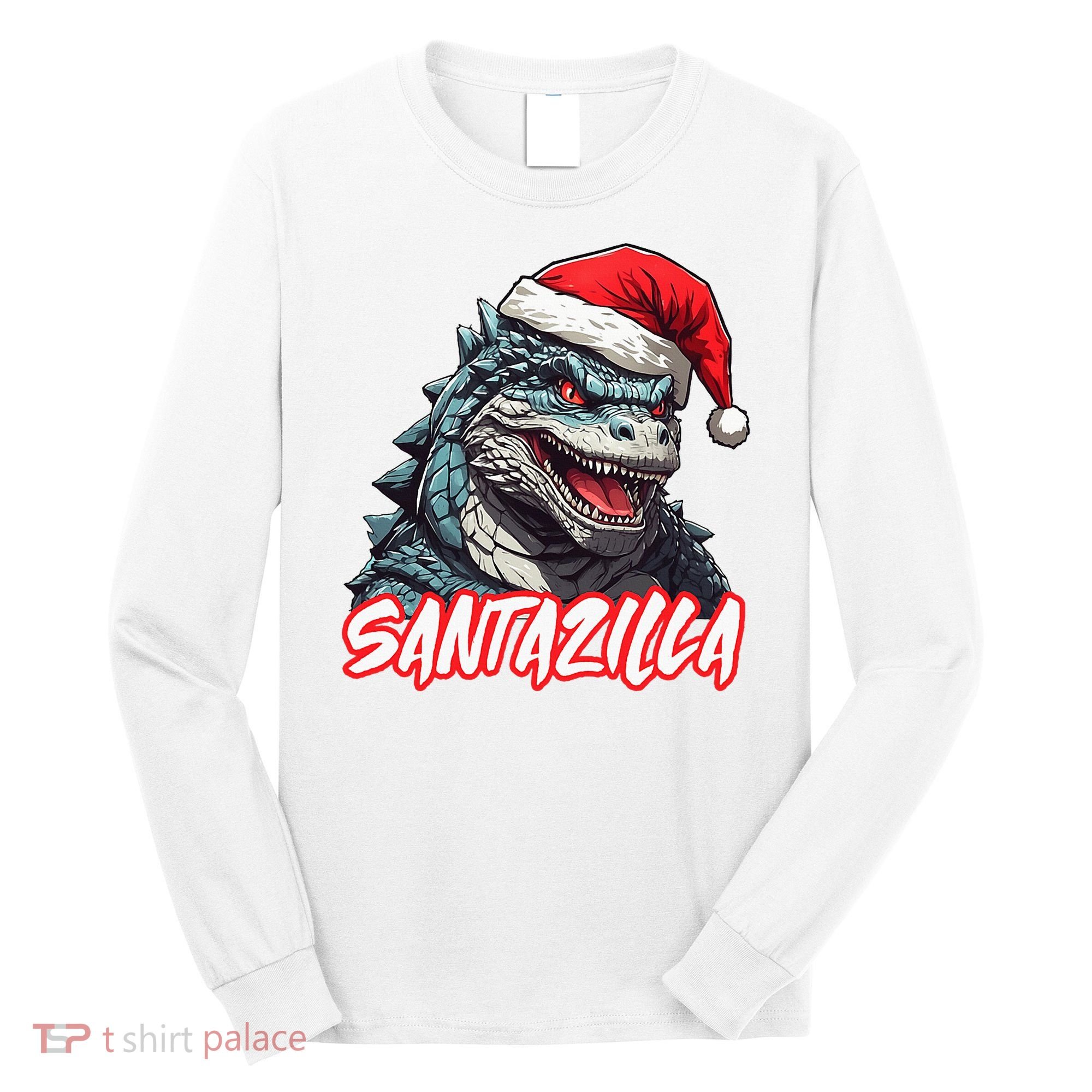 Santazilla Japanese Monster Kaiju Christmas Long Sleeve Shirt