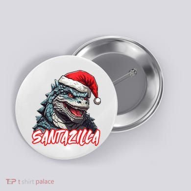 Santazilla Japanese Monster Kaiju Christmas Button