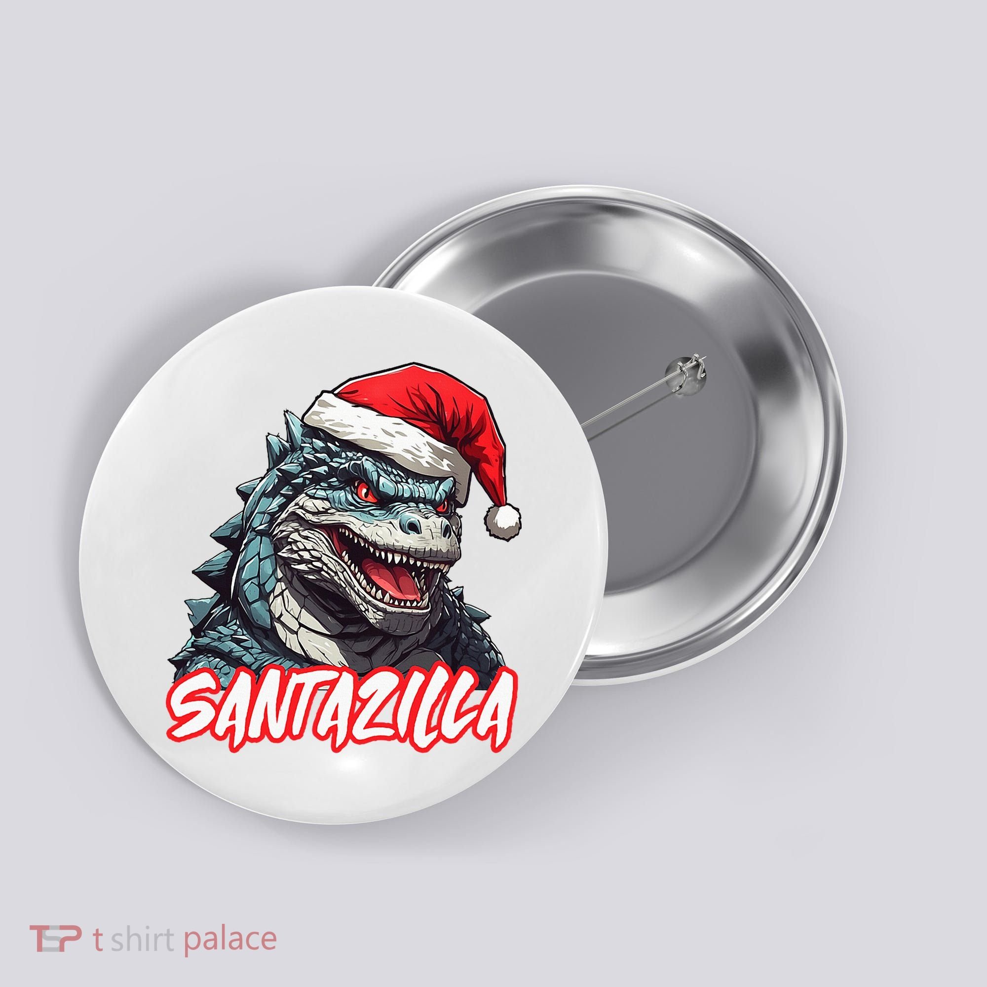 Santazilla Japanese Monster Kaiju Christmas Button