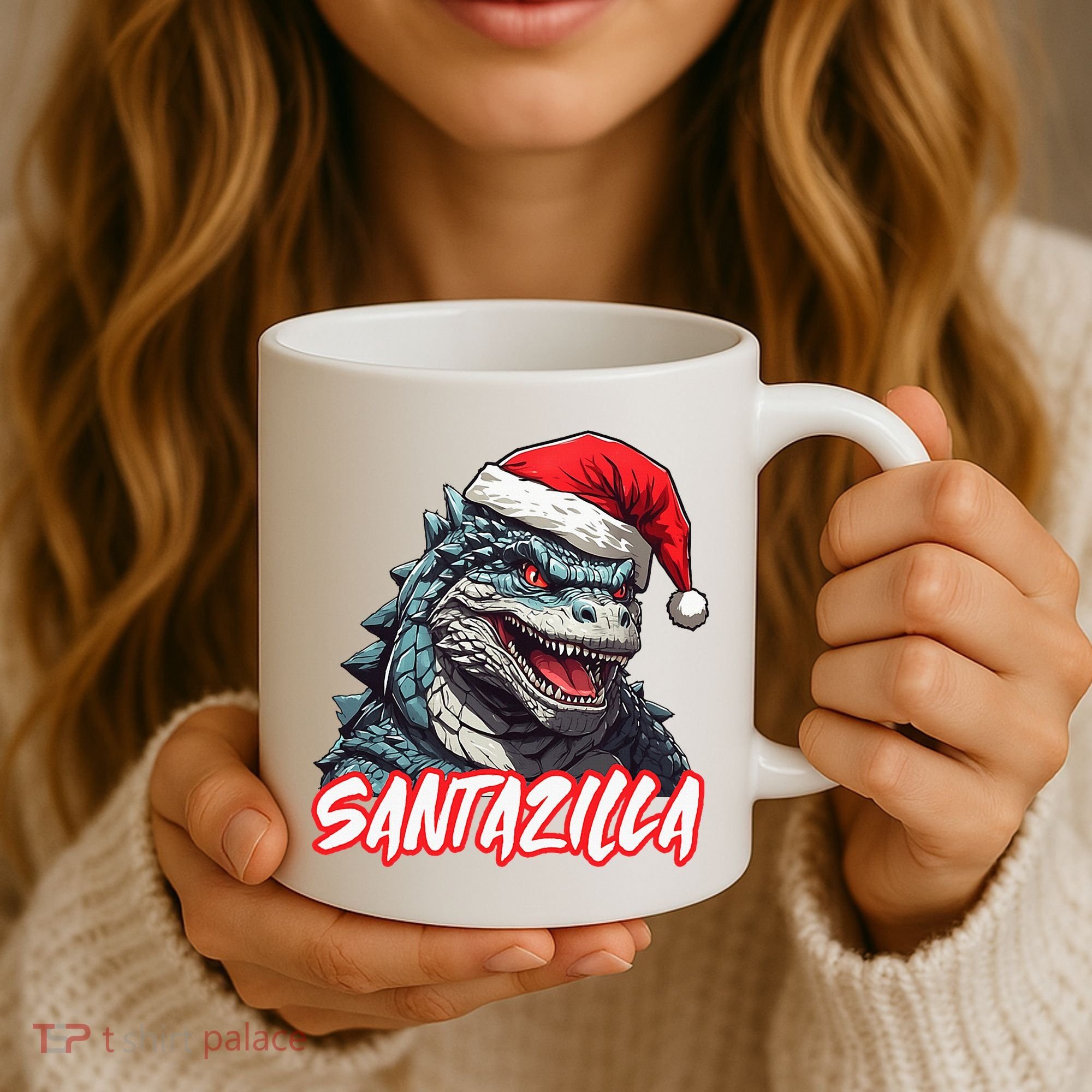 Santazilla Japanese Monster Kaiju Christmas Coffee Mug