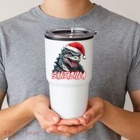Santazilla Japanese Monster Kaiju Christmas Tumbler thumb 2