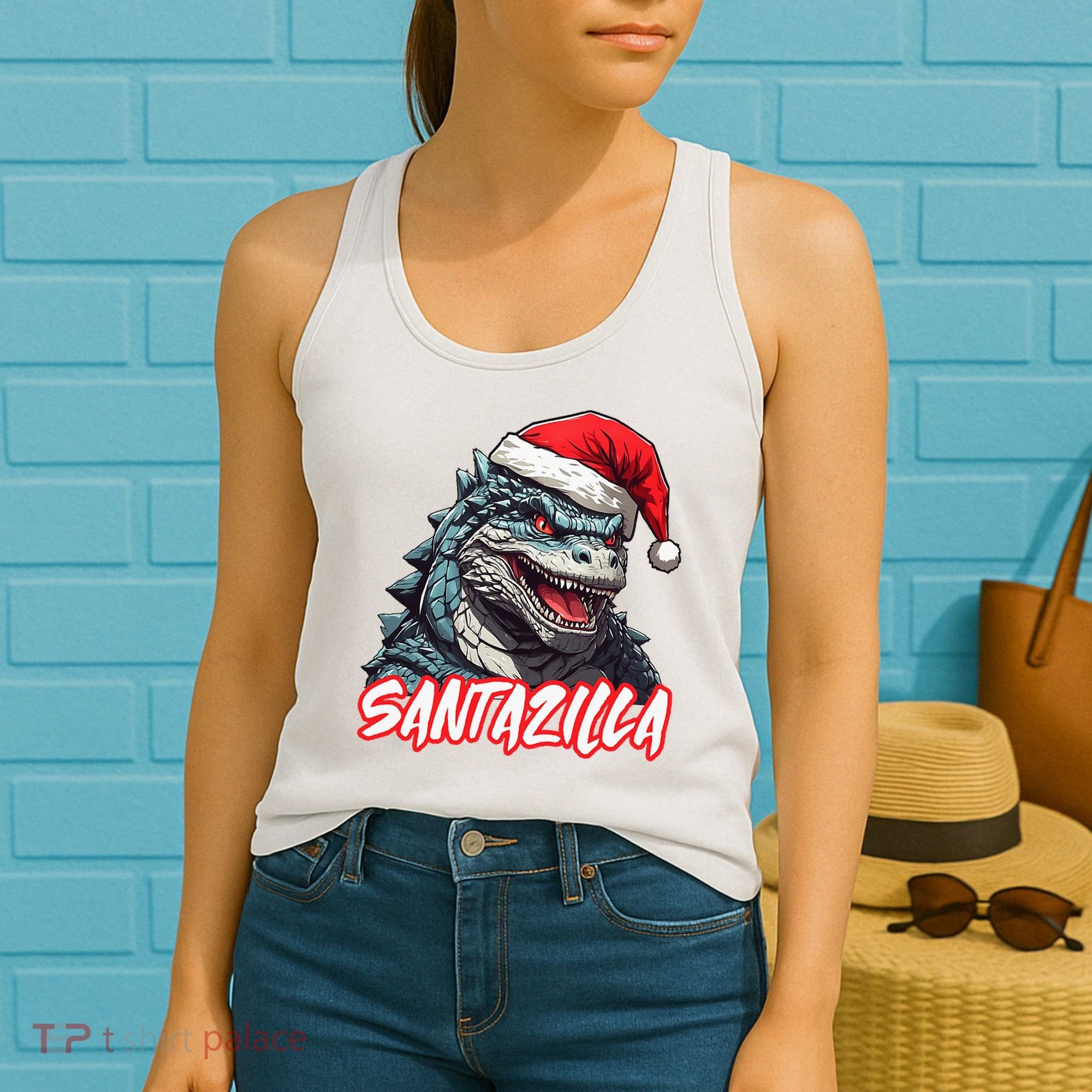 Santazilla Japanese Monster Kaiju Christmas Women's Tank Top