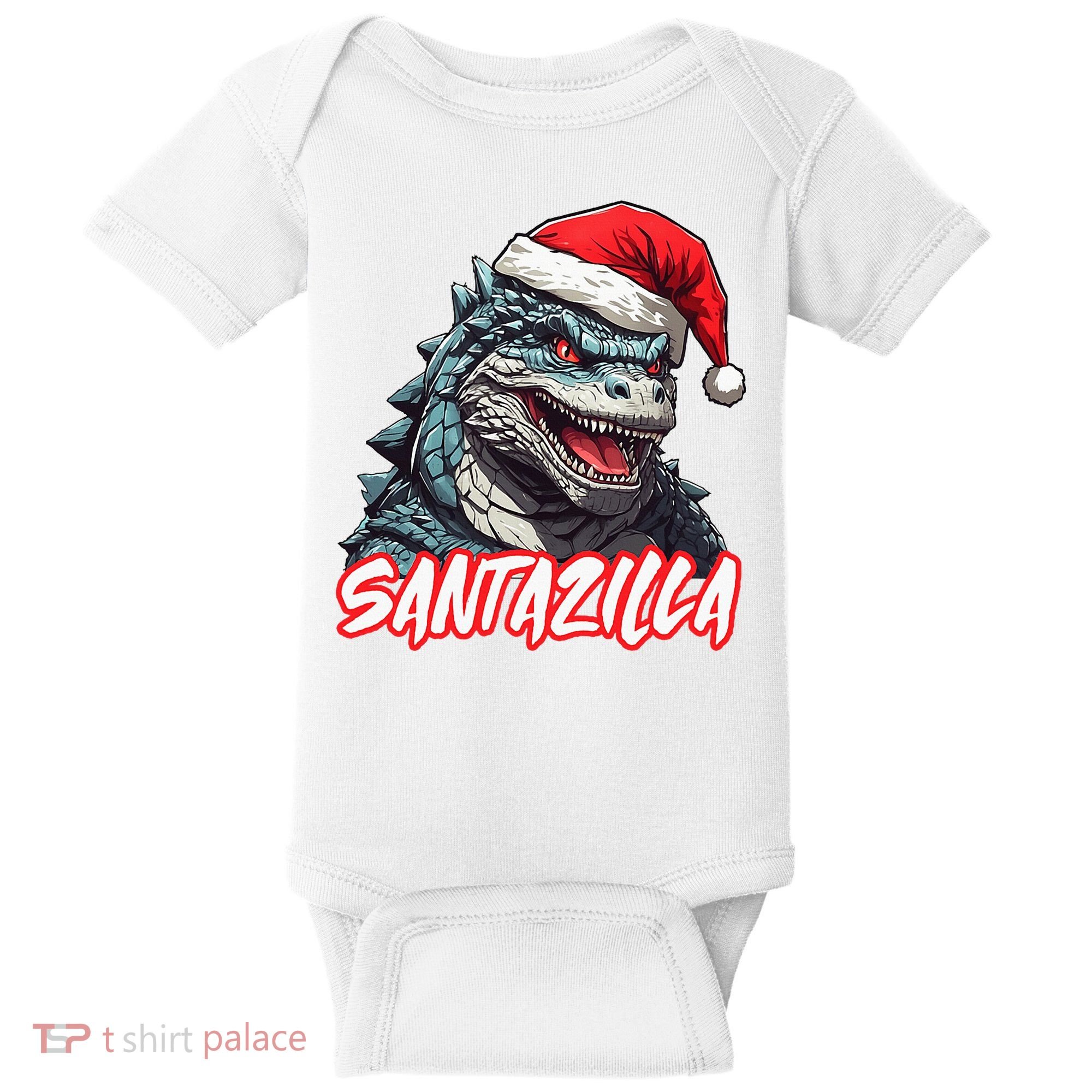 Santazilla Japanese Monster Kaiju Christmas Baby Bodysuit