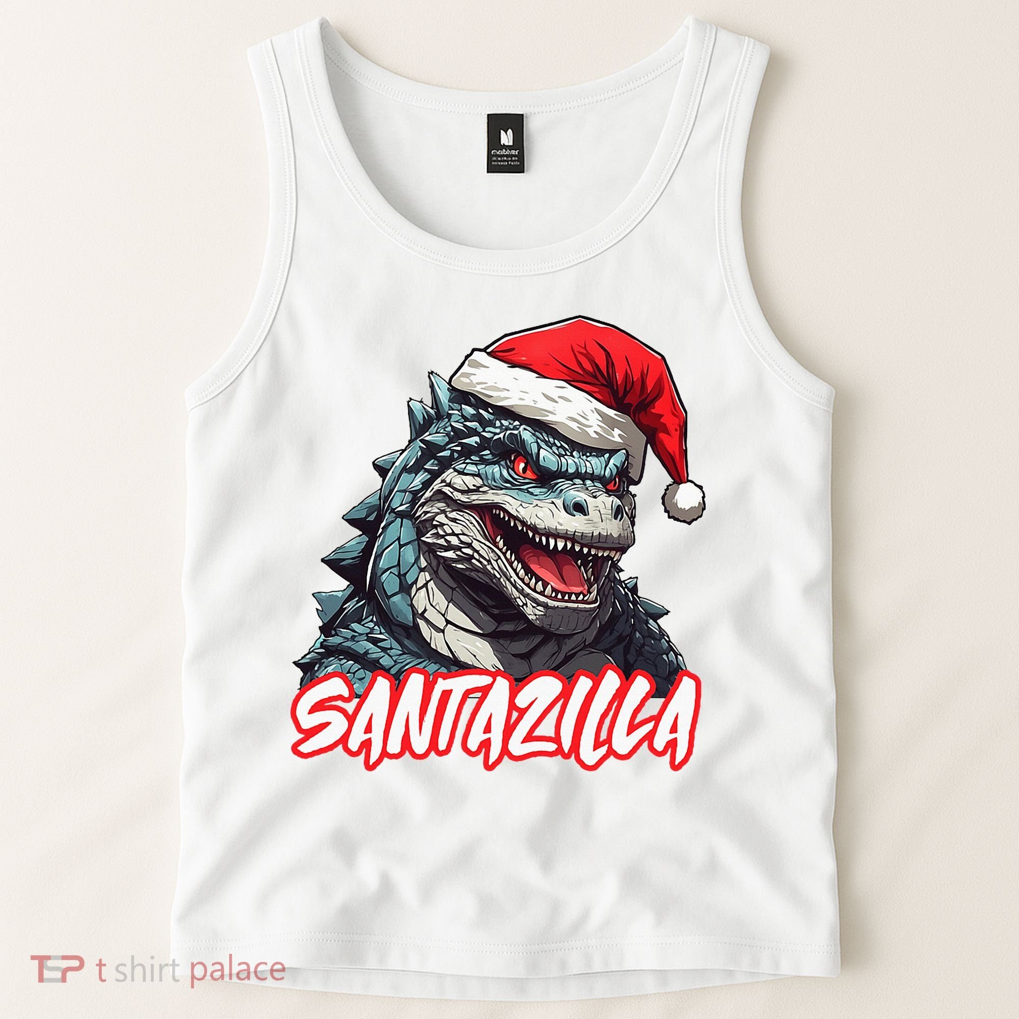 Santazilla Japanese Monster Kaiju Christmas Tank Top