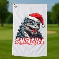 Santazilla Japanese Monster Kaiju Christmas Golf Towel thumb 1