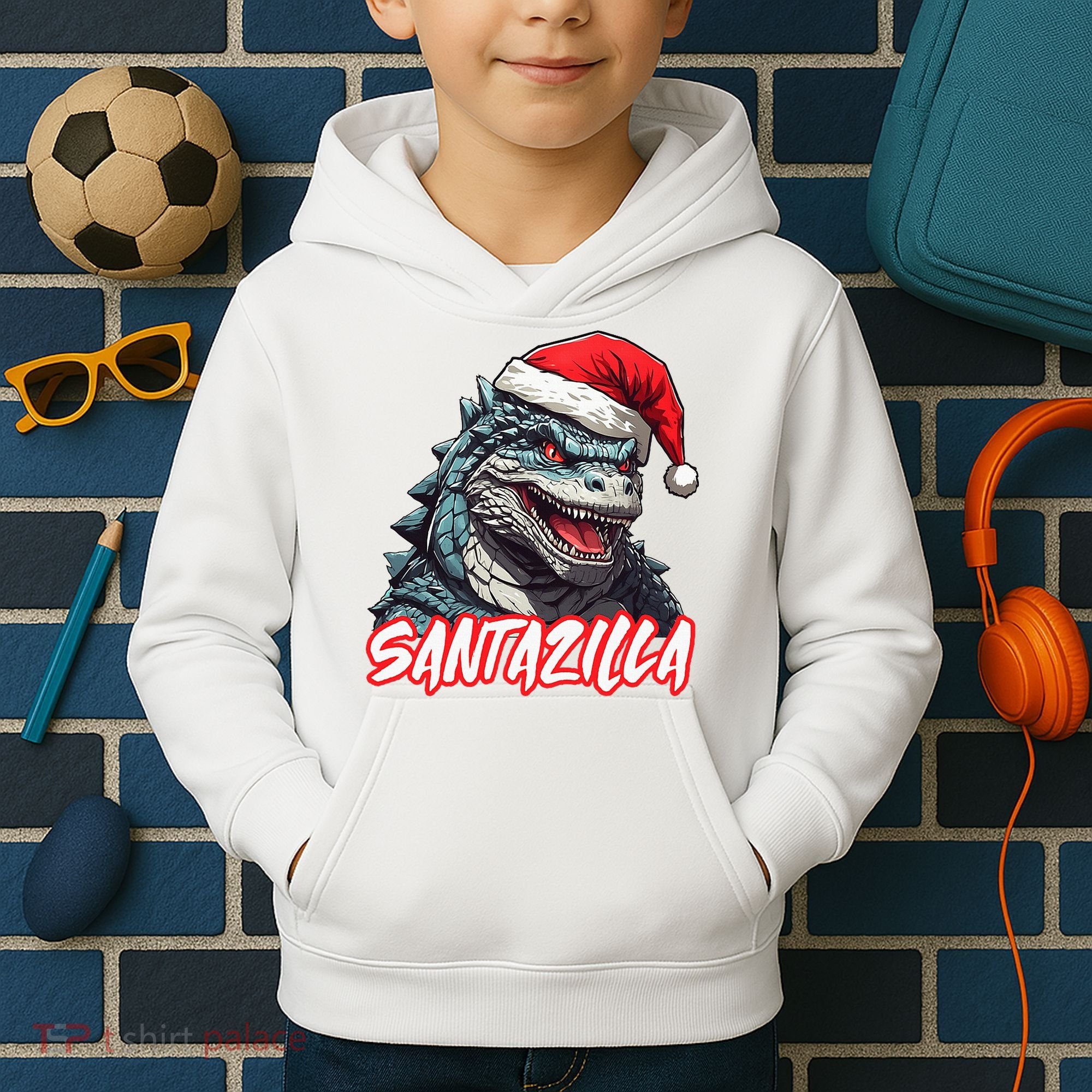 Santazilla Japanese Monster Kaiju Christmas Kids Hoodie