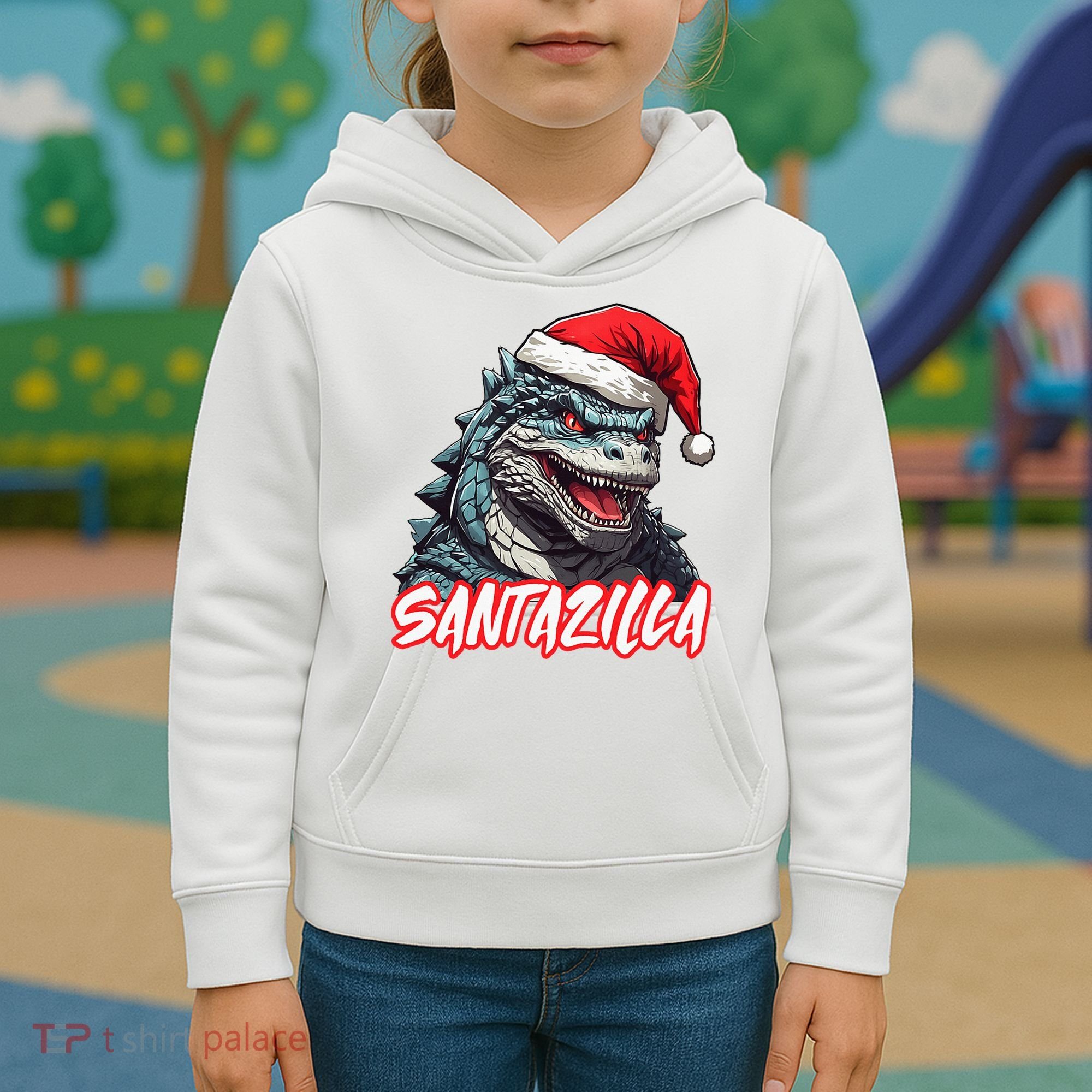 Santazilla Japanese Monster Kaiju Christmas Kids Hoodie