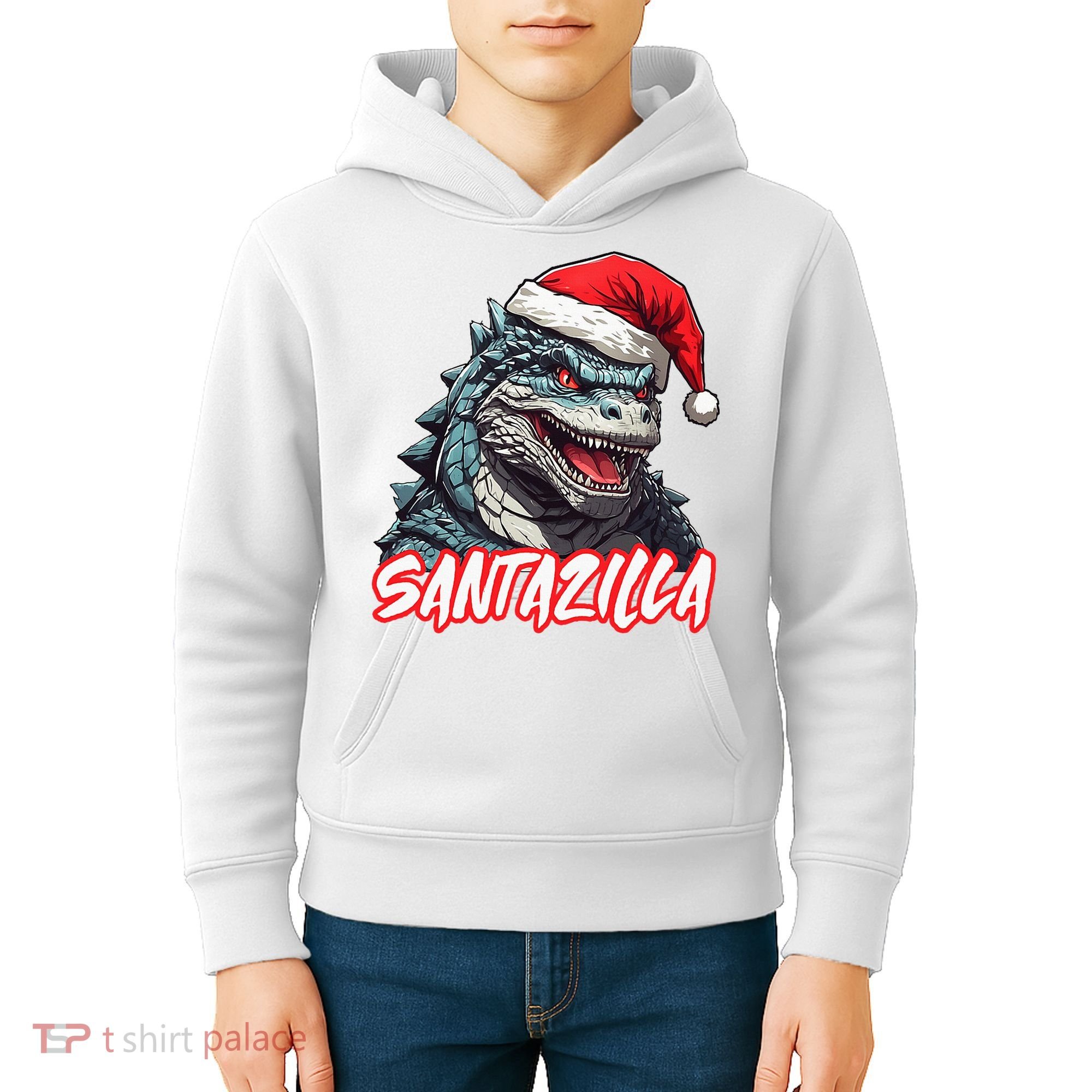 Santazilla Japanese Monster Kaiju Christmas Kids Hoodie