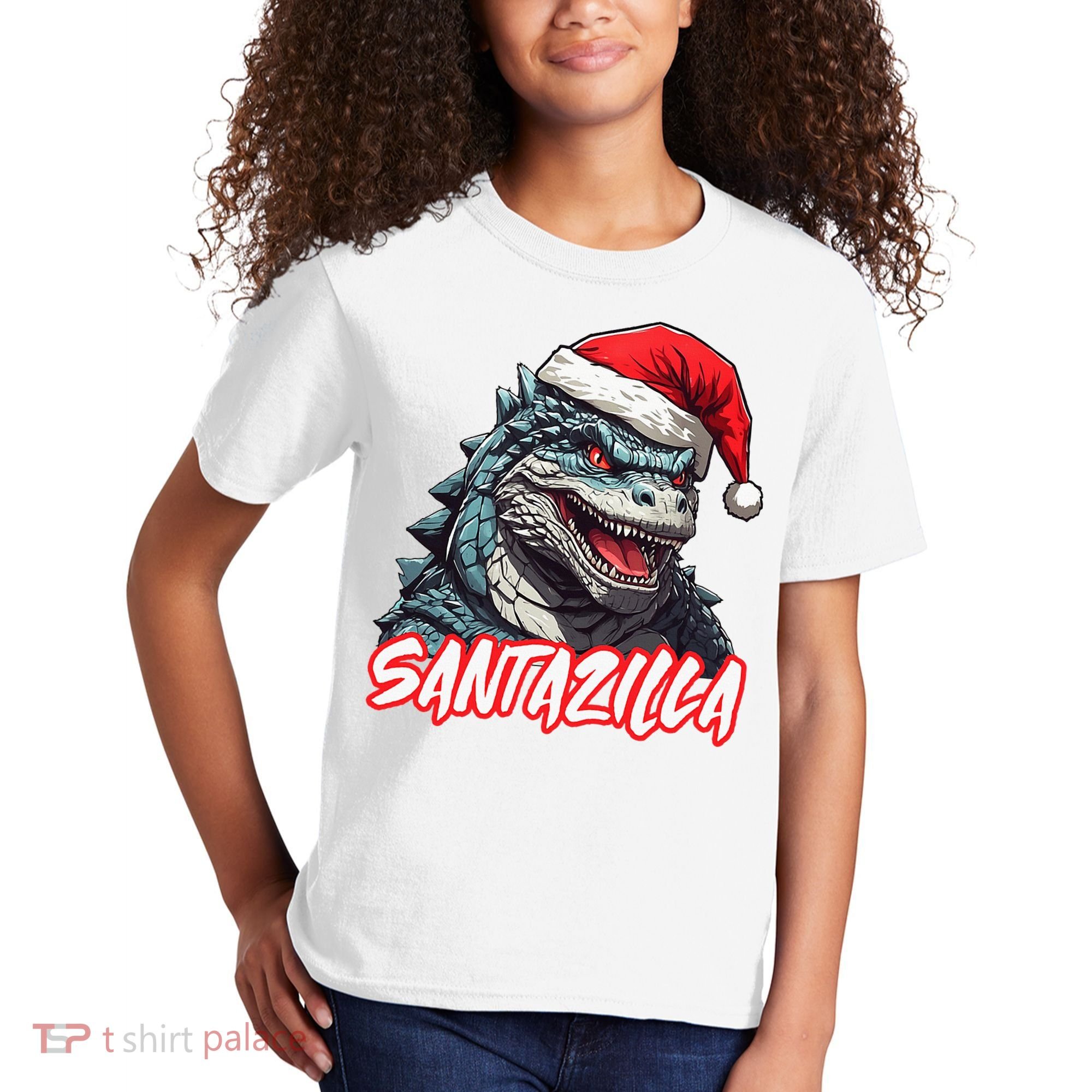 Santazilla Japanese Monster Kaiju Christmas Kids T-Shirt