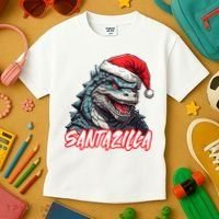 Santazilla Japanese Monster Kaiju Christmas Kids T-Shirt thumb 3